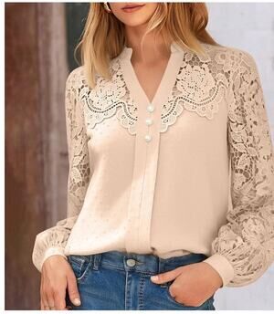 Noracora blouse women's XL lace floral embroidered Swiss dot coquette romantic
